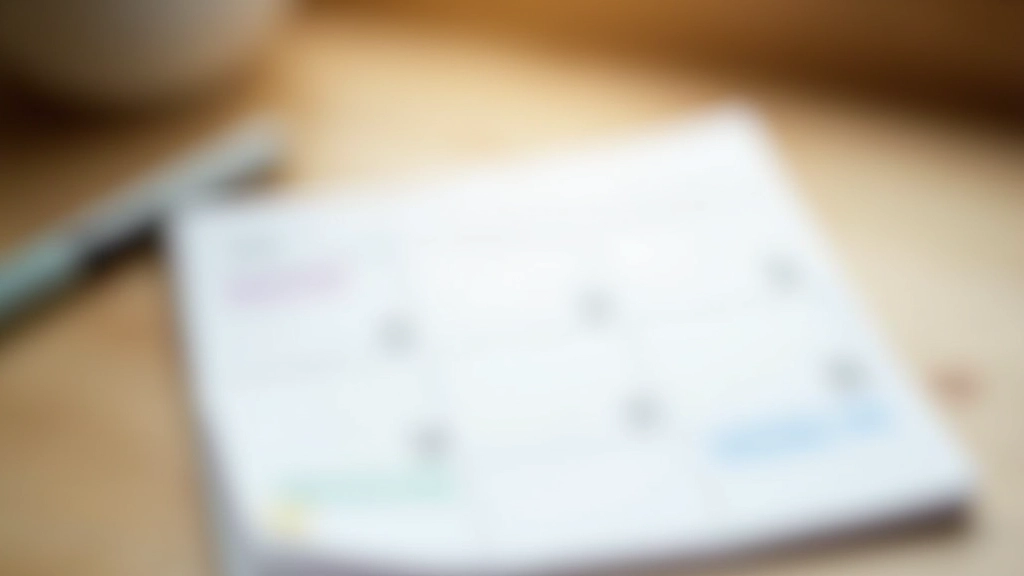 Calendario settimanale con note di progressione della meditazione e simboli di consapevolezza su sfondo neutro