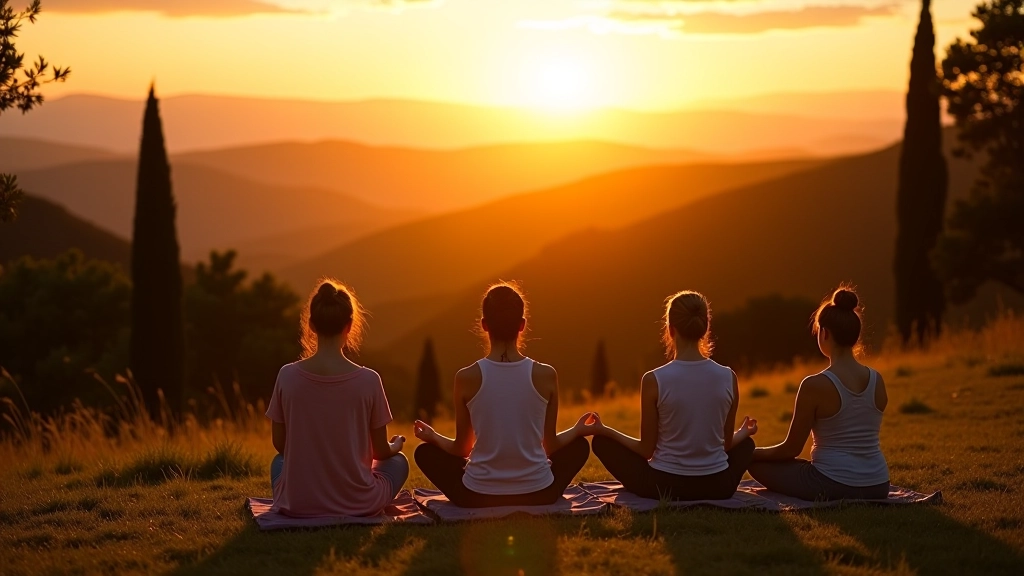 Pratica meditativa in gruppo al tramonto