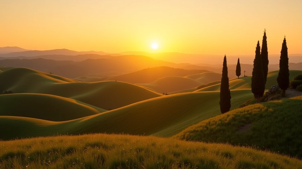 Veduta delle colline toscane al tramonto